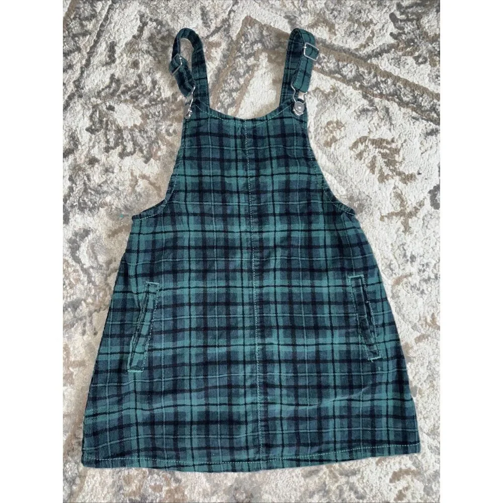 Girls Wonder Nation Navy & Green OVERALL Holiday ‎ DRESS size 5T